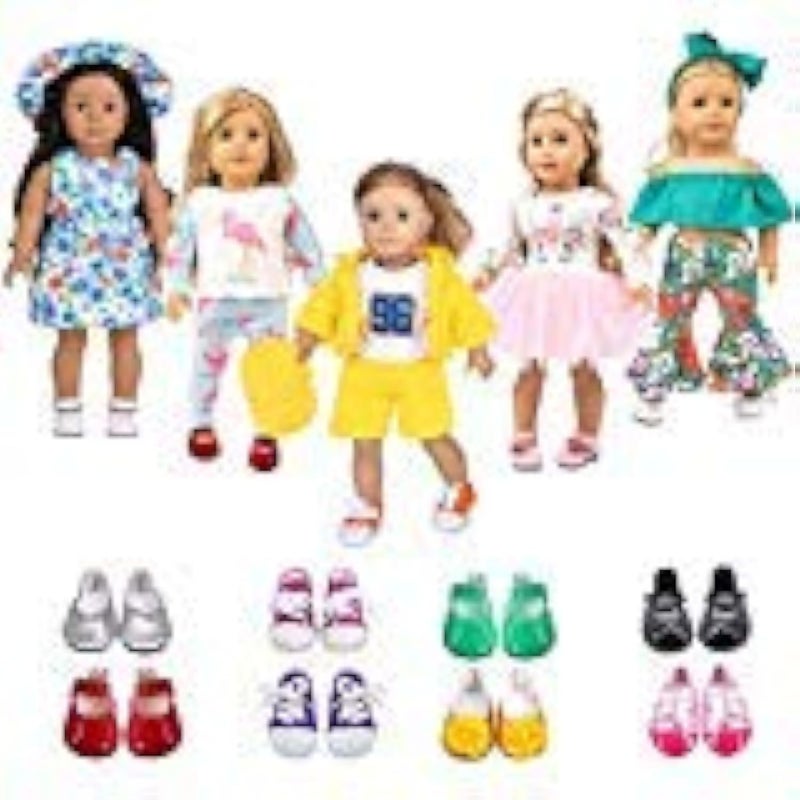 ebuddy Doll Clothes and Accessories 5 Sets Outfit with 2 Pairs Shoes for 18 inch Girl Doll Most 18" Dolls